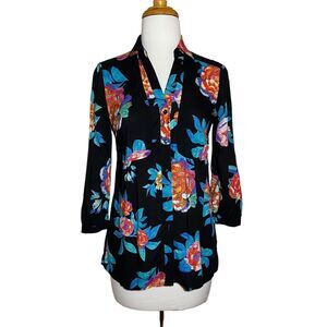 Anthropologie MAEVE Women's Floral Print Shirt Size 0 fits S  Bright Multicolor